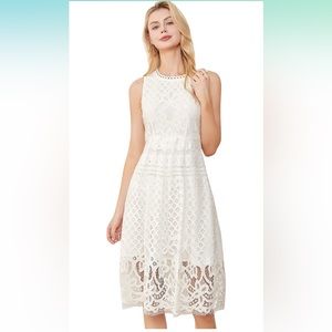 Amazon VEIISAR Womens Fashion Sleeveless Lace Cocktail Party Dress small white